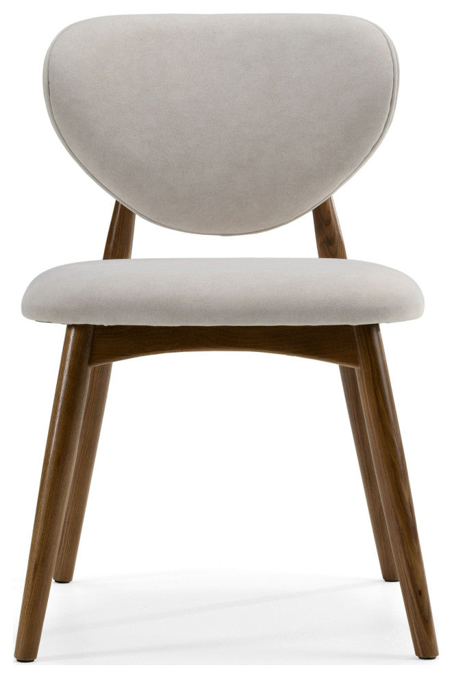 Modrest Savannah Mid-Century Modern Grey Fabric, Walnut Dining Chair