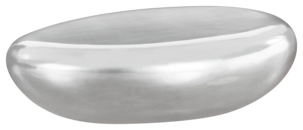 River Stone Coffee Table, Liquid Silver, Large