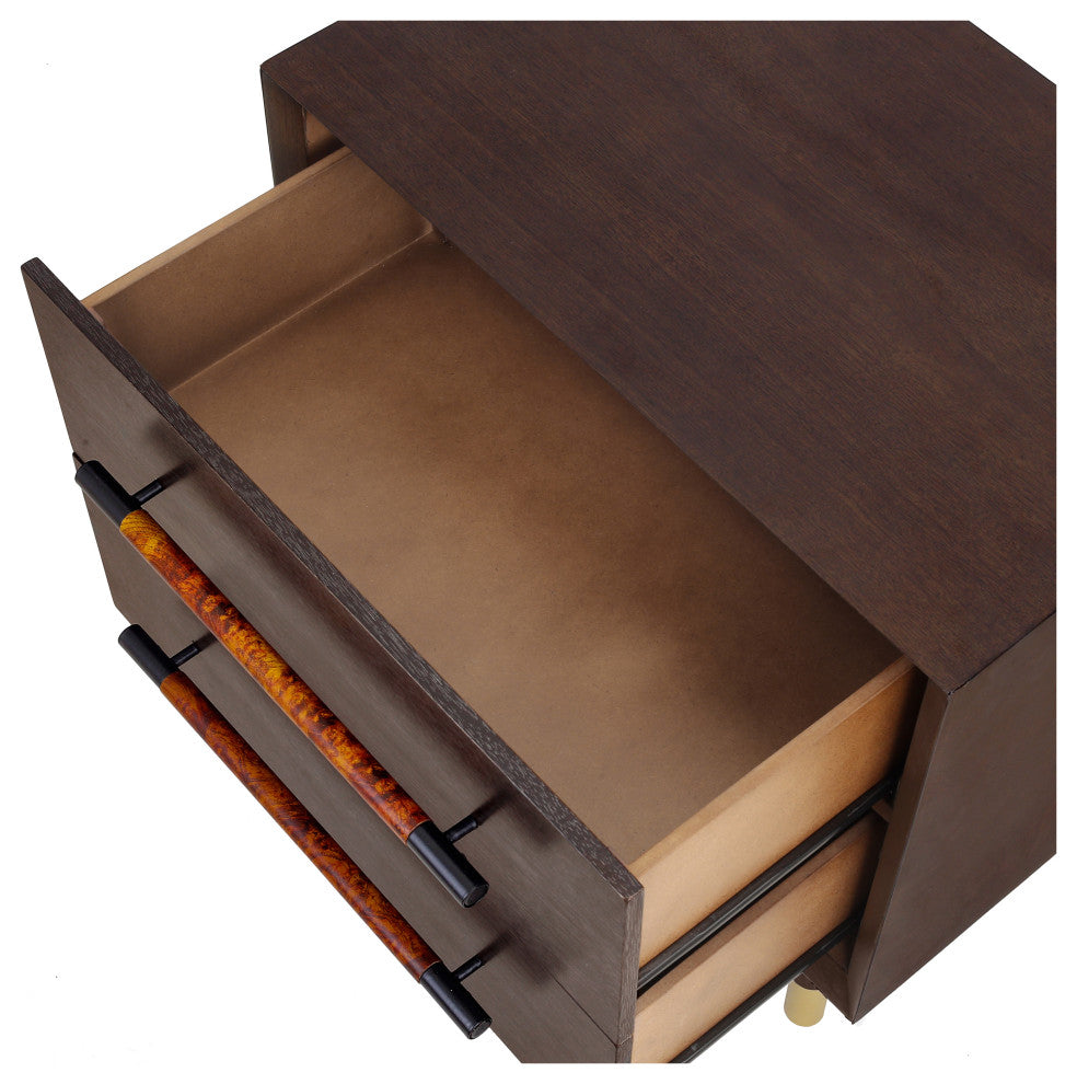 Callan Nightstand/Side Table 2 Drawers, Dark Walnut