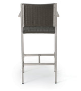 GDF Studio Capral Outdoor Gray Wicker Bar Stools, Set of 2