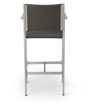 GDF Studio Capral Outdoor Gray Wicker Bar Stools, Set of 2