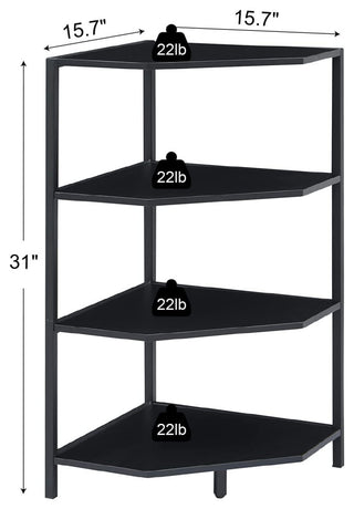 31 Inch Corner Shelf, 4-Tier Display Shelves with Metal Frame