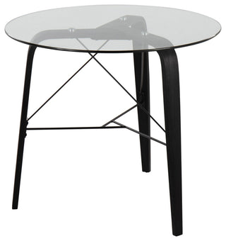 Trilogy Round Dinette Table, Black Wood, Clear Glass
