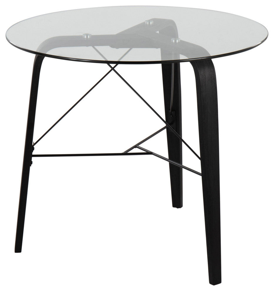 Trilogy Round Dinette Table, Black Wood, Clear Glass