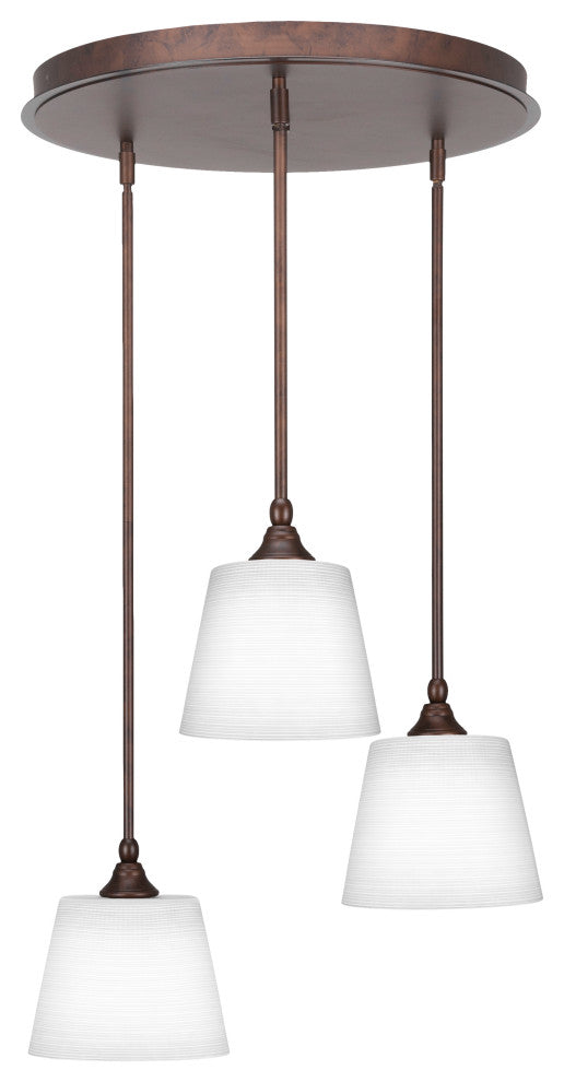 Empire 3-Light Cluster Pendalier, Bronze/White Matrix