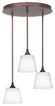 Empire 3-Light Cluster Pendalier, Bronze/White Matrix