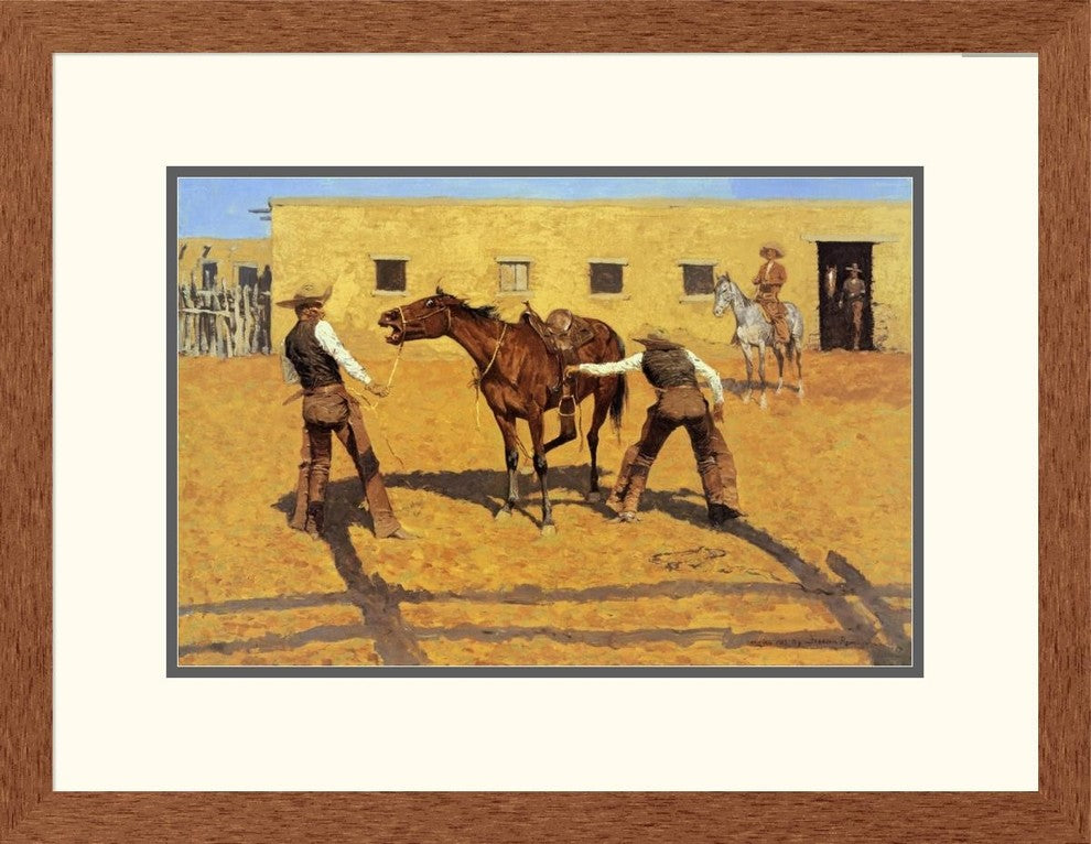 "His First Lesson" Framed Digital Print by Frederic Remington, 27x21"
