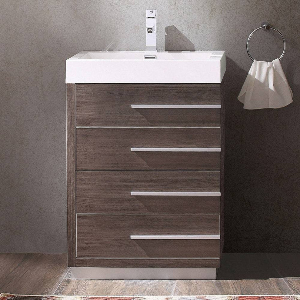 Fresca FCB8024GO-I Livello 24" Gray Oak Bathroom Cabinet With Integrated Sink