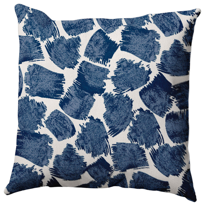 Giraffe Journey Outdoor Pillow, Blue, 18"x18"