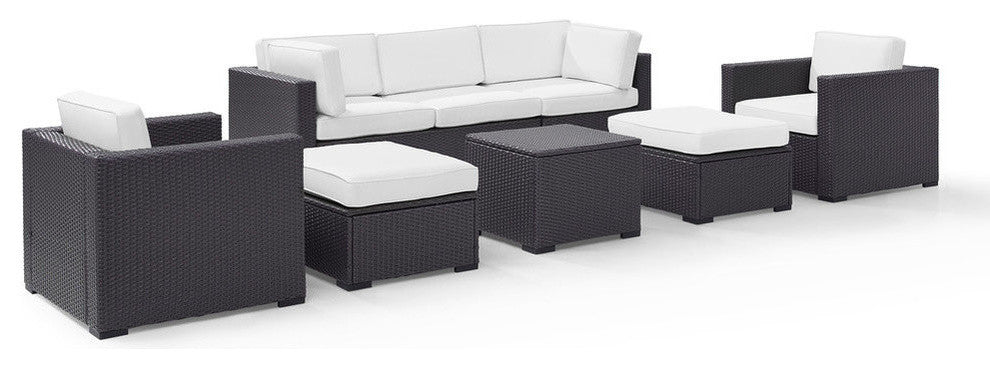 Biscayne 7-Piece Outdoor Wicker Seating Set, White