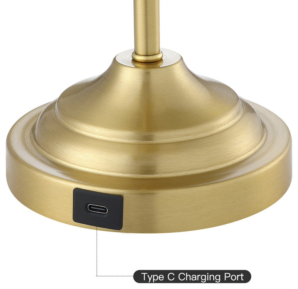 18" Brass Rechargeable Touch Table Lamp Set of 2