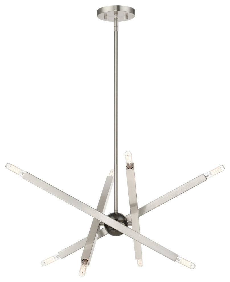 Livex Lighting Monaco 8-Light Brushed Nickel Chandelier With Black Chrome Accent