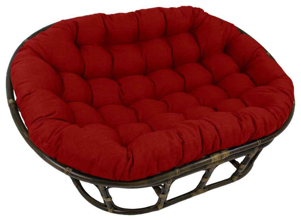 65"X48" Solid Outdoor Spun Polyester Double Papasan Cushion, Paprika