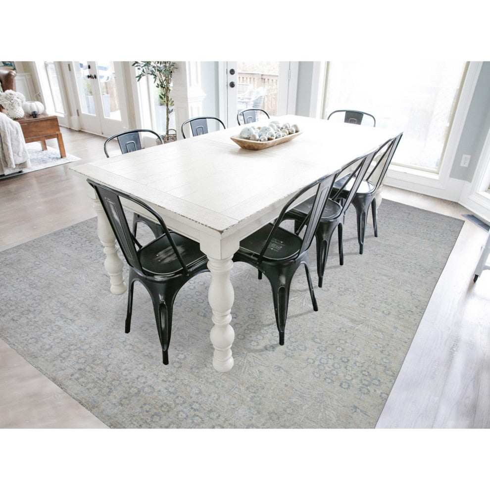 Gray Stone Washed Peshawar Wool Hand Knotted Oriental Rug, 8'7"x11'5"