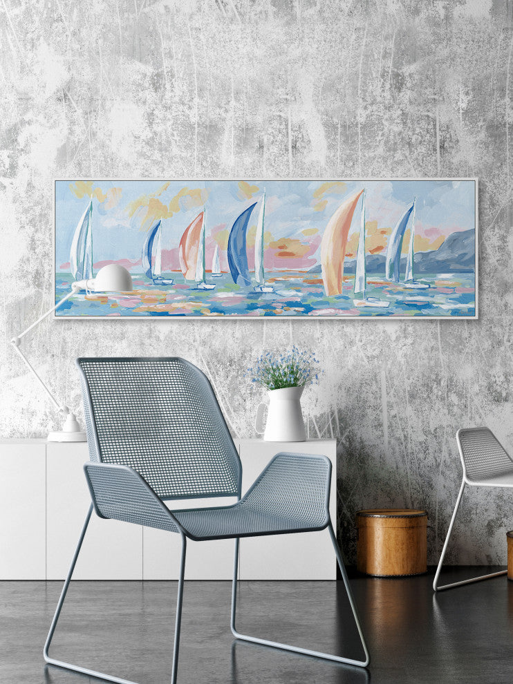 "I Need My Boat" Floater Framed Painting Print on Canvas, 30x10