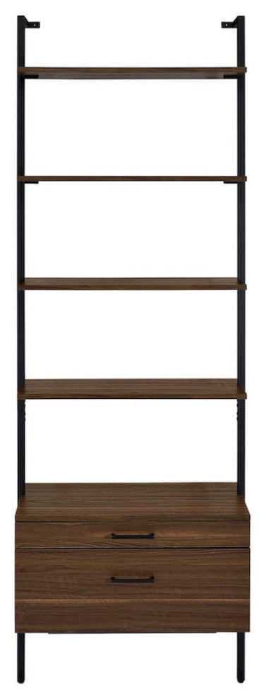 Owens 96-inch 4-shelf Storage Wall Bookshelf Walnut