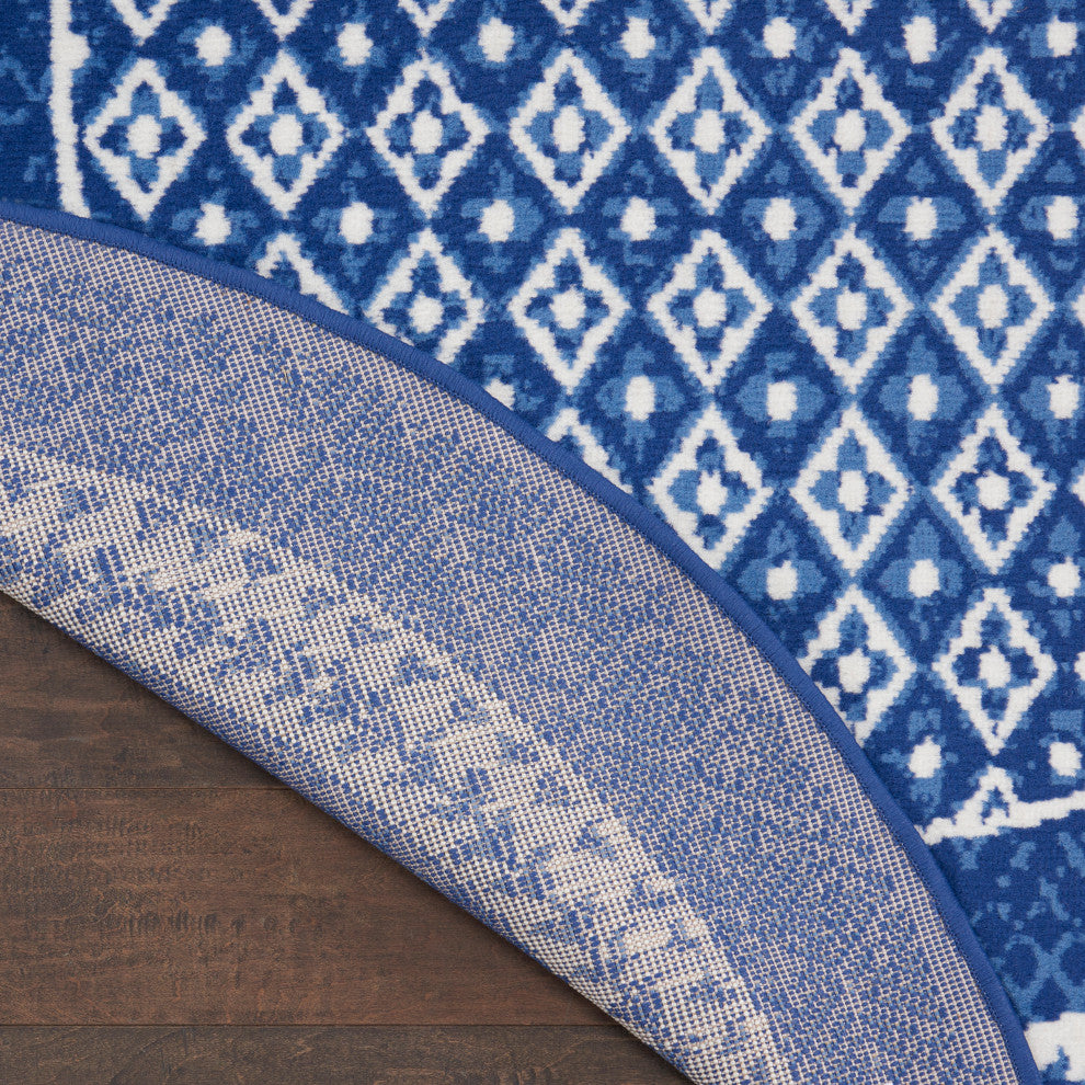 Nourison Whimsicle 8' x Round Navy Farmhouse Indoor Area Rug