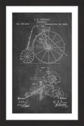"Velocipede 1880 Chalk" Framed Painting Print
