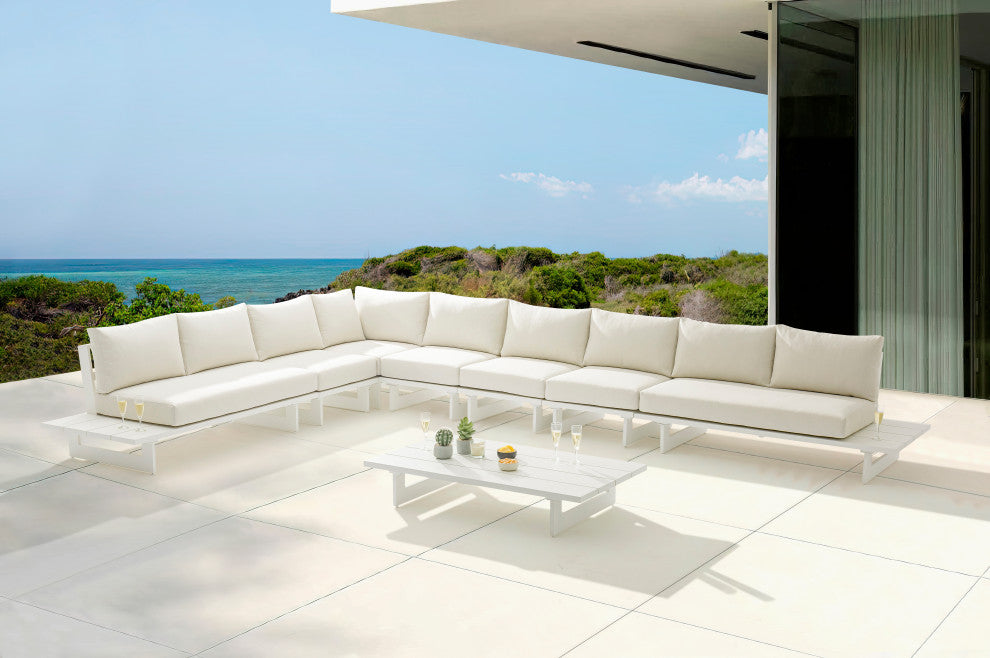 Maldives Cream Water Resistant Fabric Outdoor Patio Modular Sectional