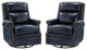 Genuine Leather Swivel Rocker Recliner, Set of 2, Navy