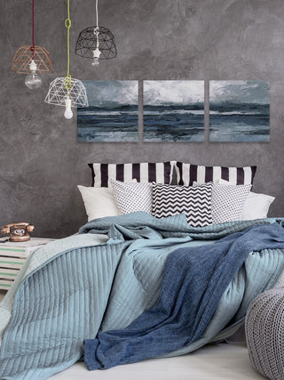 Dark Vast Ocean II Triptych, 36"x12"