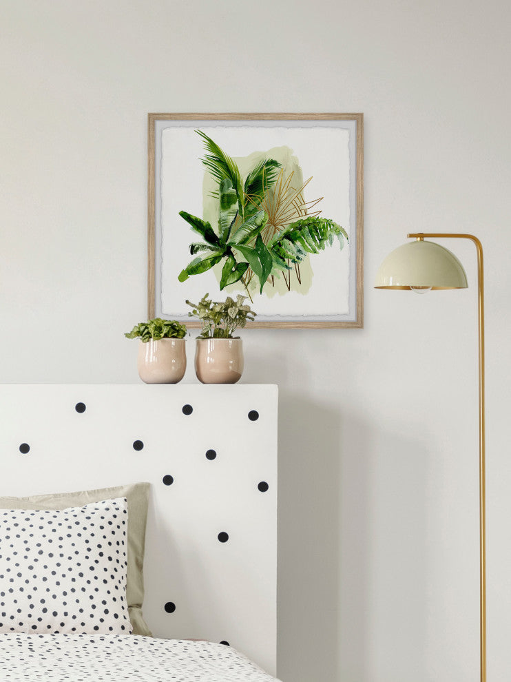 "Flawless Tropical Leaves" Framed Painting Print, 32x32