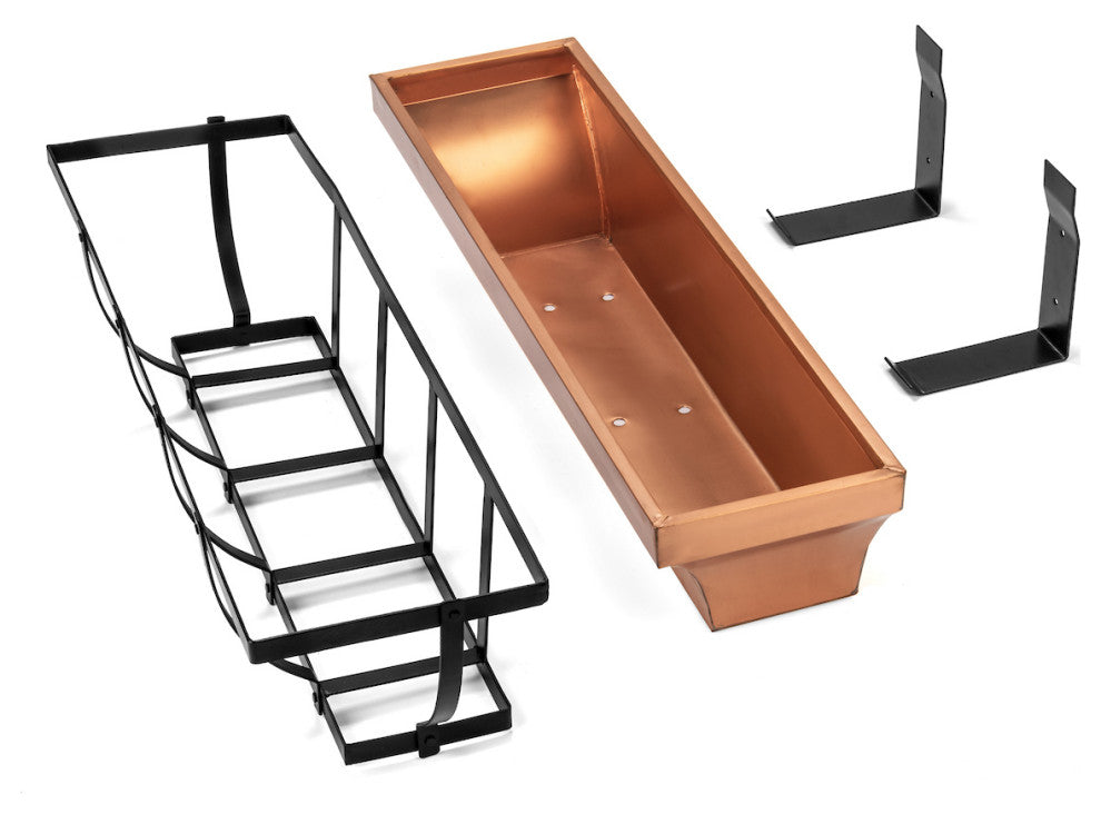 H Potter Copper Window Box Outdoor Decor, 30"