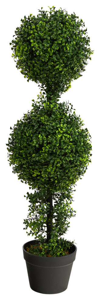 34" Boxwood Double Ball Topiary Artificial Tree, Indoor/Outdoor
