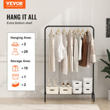 VEVOR Clothes Rack Heavy Duty Clothing Garment Rack With Hanging Rod Bedroom