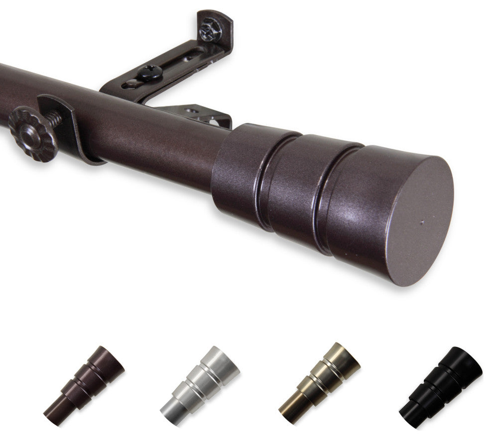 Noah 13/16" Diameter Curtain Rod, Cocoa, 18-28"