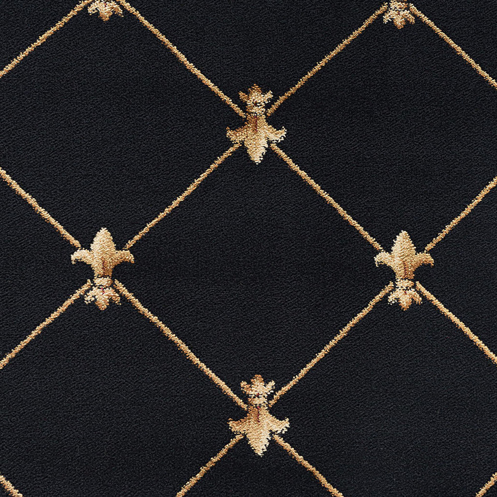 Orleans Traditional Border Area Rug, Black, 6'7" X 9'6"