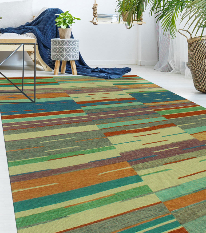 Winchester Kilim CaLa Blue/Burgundy Rug, 8'3x11'7