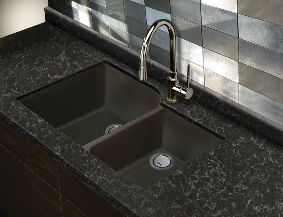 Radius Granite 31-in Undermount Kitchen Sink Kit in Espresso