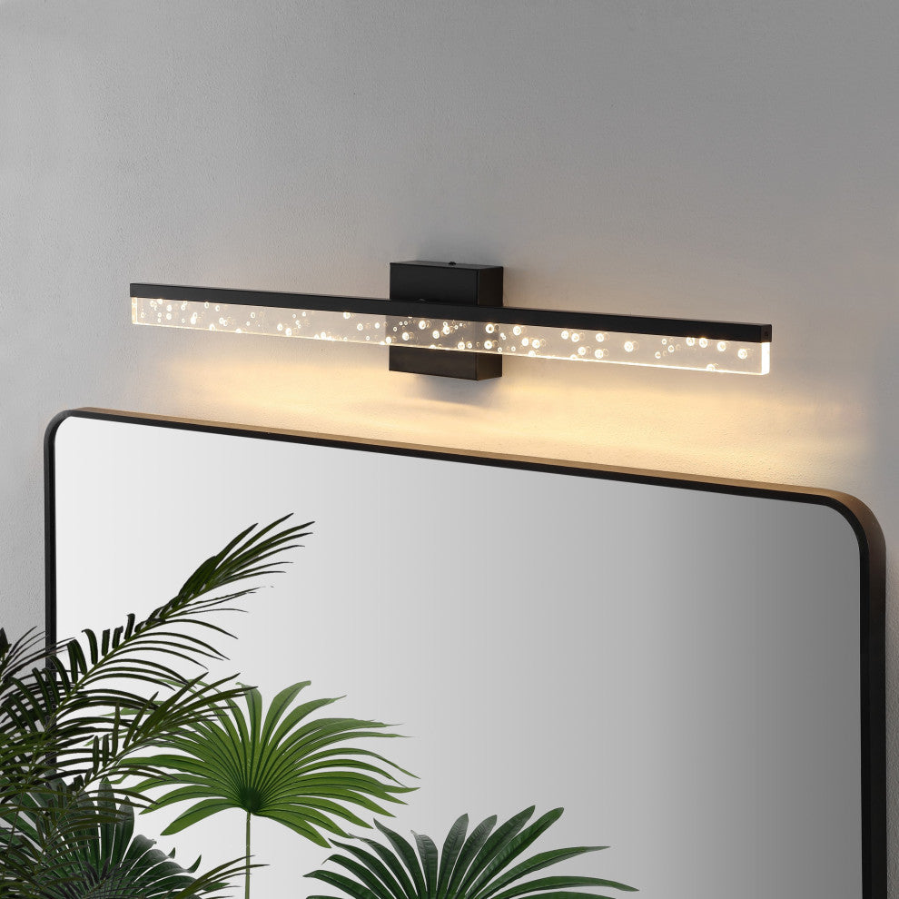 Mario 22" 1-Light 360-Degree Rotatable Integrated LED, Black/Clear, Width: 30"