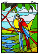 Chloe Lighting Macaw Love-Birds Tiffany-Style Animal Window Panel 24" Height