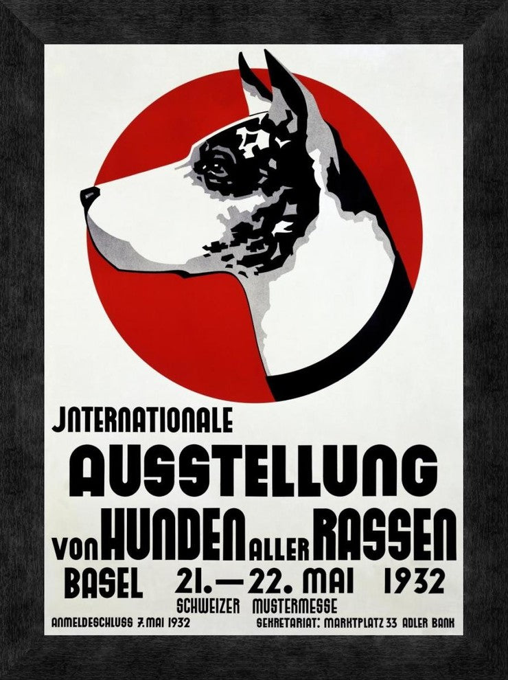 "Ausstellung von Hunden" Framed Canvas Giclee by Johannes Handschin, 14"x18"