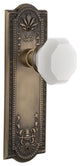 Meadows Plate Double Dummy Waldorf White Milk Glass Knob, Antique Brass