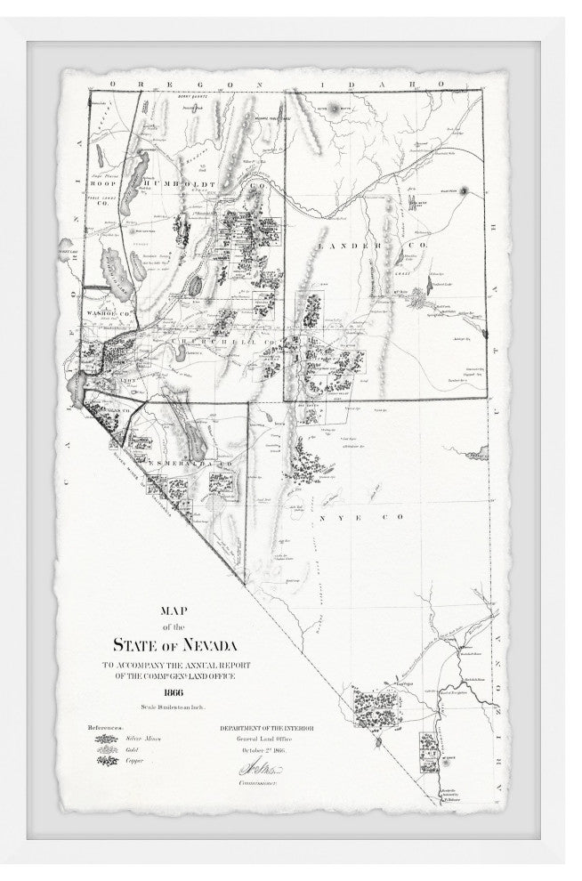 "Vintage Nevada Map" Framed Painting Print, 30x45