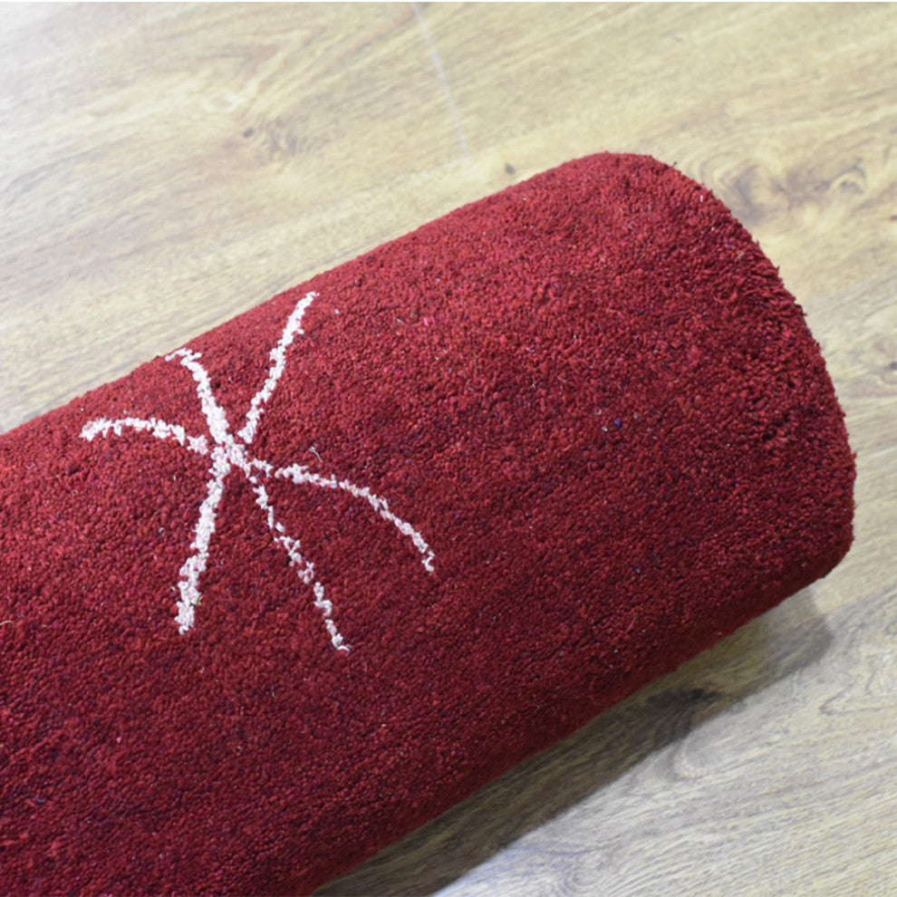 HAND KNOTTED LOOM SILK ECO-FRIENDLY RUGS-8'x10',Rectangle,Red White,Contemporary