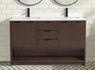 Ari Kitchen and Bath San Diego Bath Vanity, Walnut, 55", Double, Freestanding