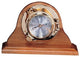 5.5" Polished Brass Quartz Porthole Clock on Oak Wood Base