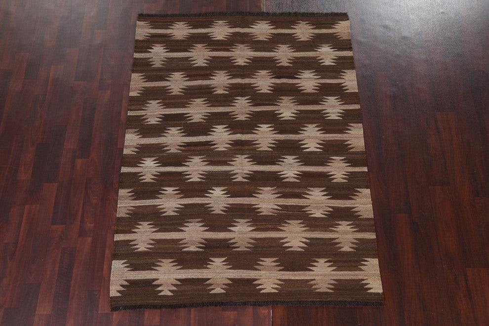 Natural Dye Tribal Kilim Oriental Wool Area Rug Flat-woven Tribal Carpet 5x7