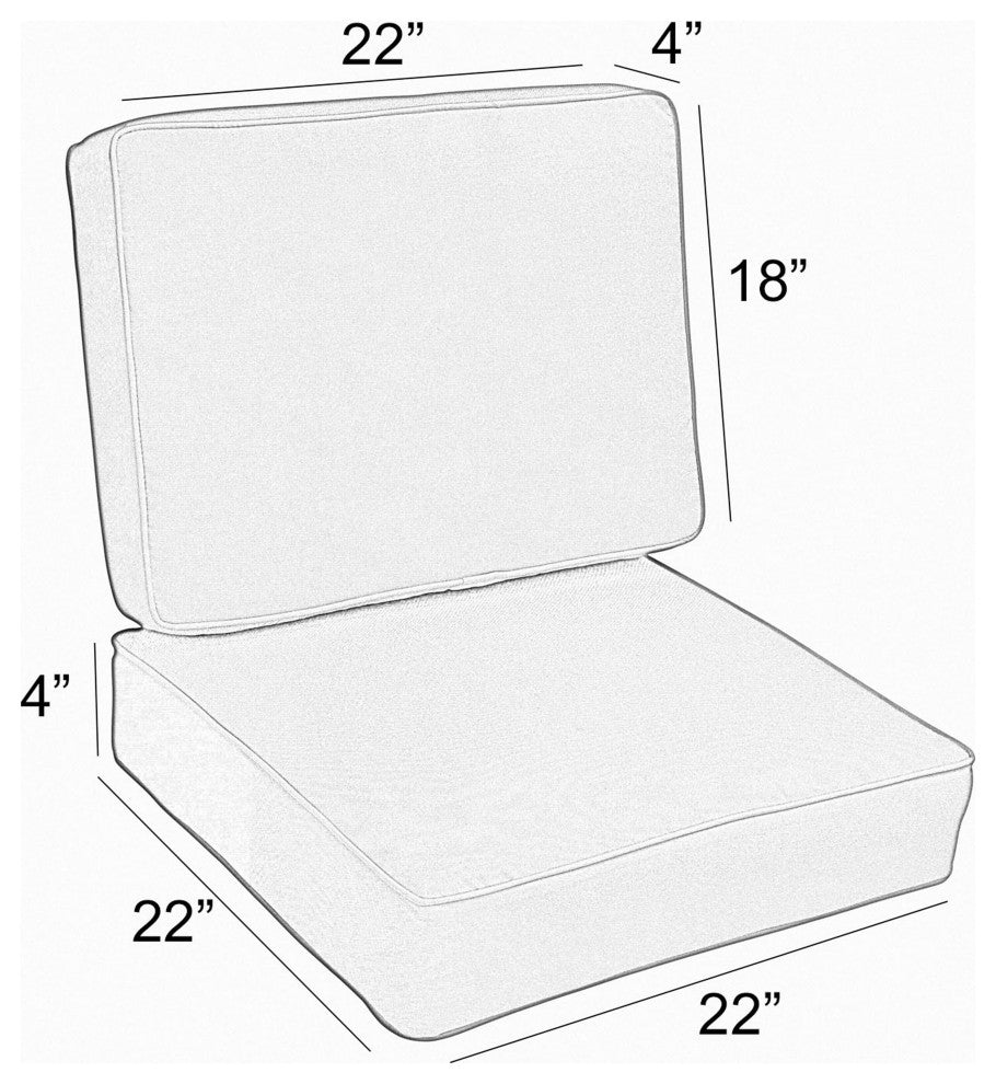Sunbrella Canvas Natural Outdoor Corded Cushion Set, 22"x22"
