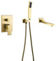Wall Mounted Roman Bathtub Faucet With Brass Handheld Shower, Brushed Gold