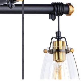 Kassidy 5L Adjustable Chandelier Black and Natural Brass