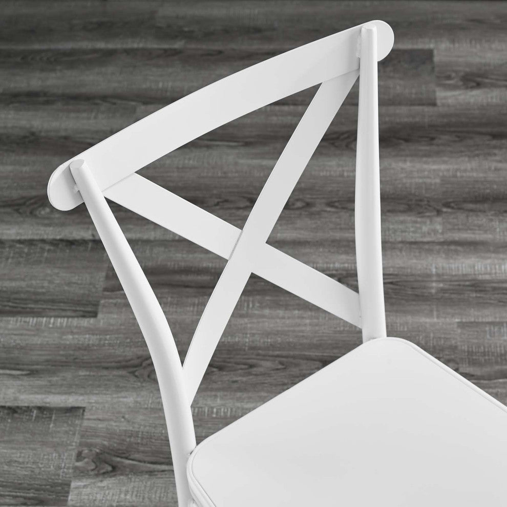 Side Dining Chair, Set of 2, Metal, White, Modern, Bistro Restaurant Hospitality