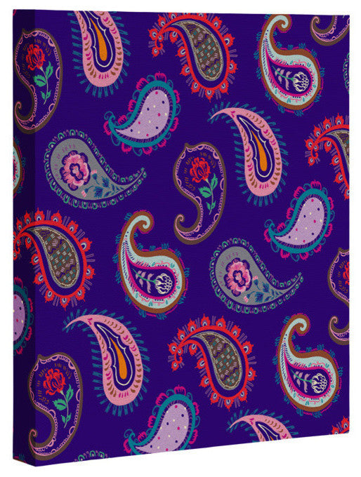 Deny Designs Pimlada Phuapradit Purple Paisleys Art Canvas