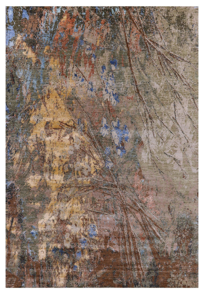 6' 1" X 9' 2" Wool and Silk Modern Handmade Rug Q8890