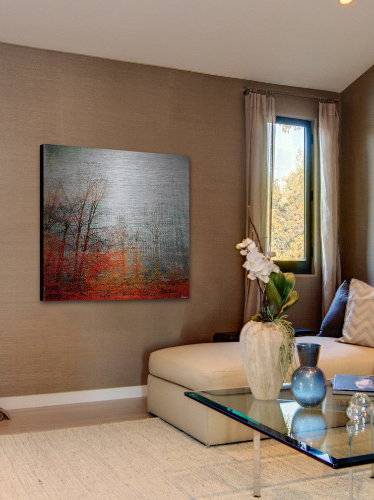 "Deep Forest" UV Ink Print on Brushed  Aluminum, 32"x32"
