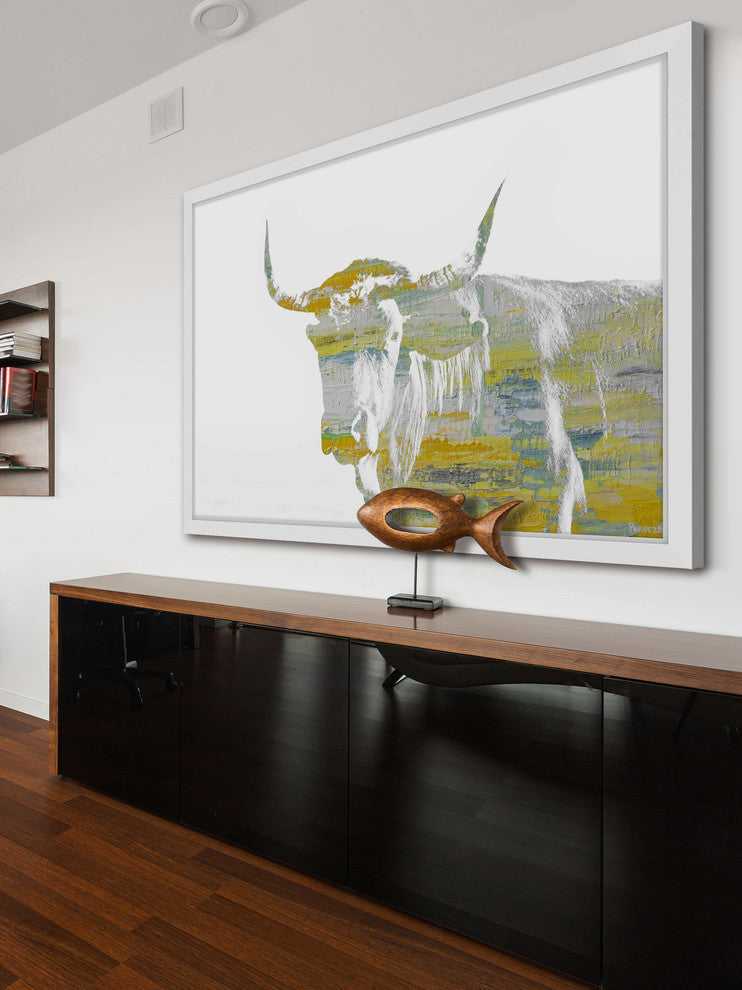 Parvez Taj "Yellow Steer" Framed Painting Print, 24"x16"